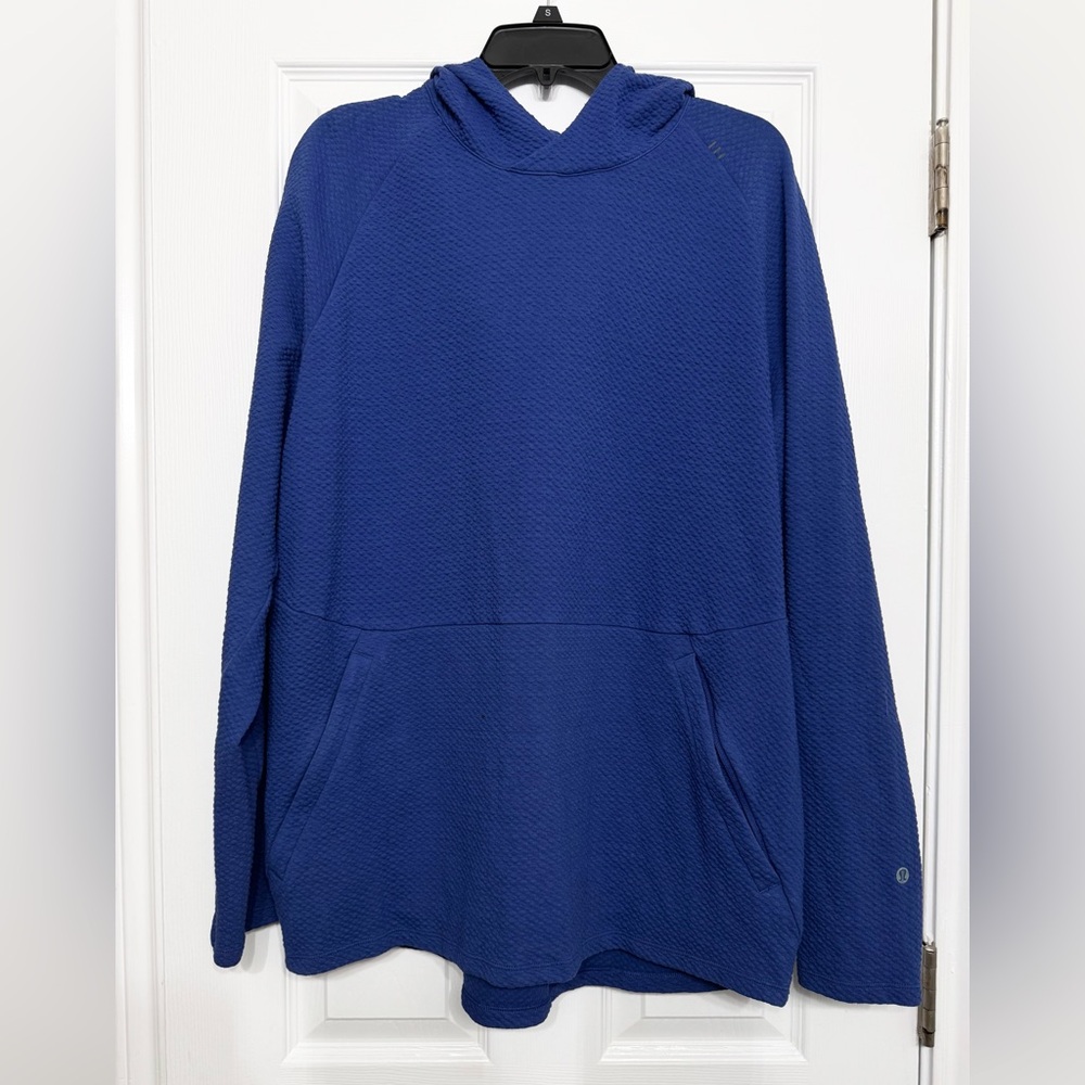 Lululemon cowl neck blue hooded sweater jacket pullover XL
